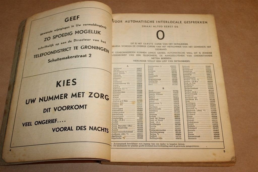 Telefoongids Groningen 1955 — PTT, Bedum Roden Zuidlaren, Ophalen of Verzenden, Gelezen