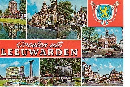 Ansichtkaart 	Leeuwarden	7-luik, Verzamelen, Verzenden, 1960 tot 1980, Gelopen, Friesland