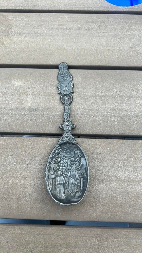 Tinnen antieke lepel, Ophalen of Verzenden