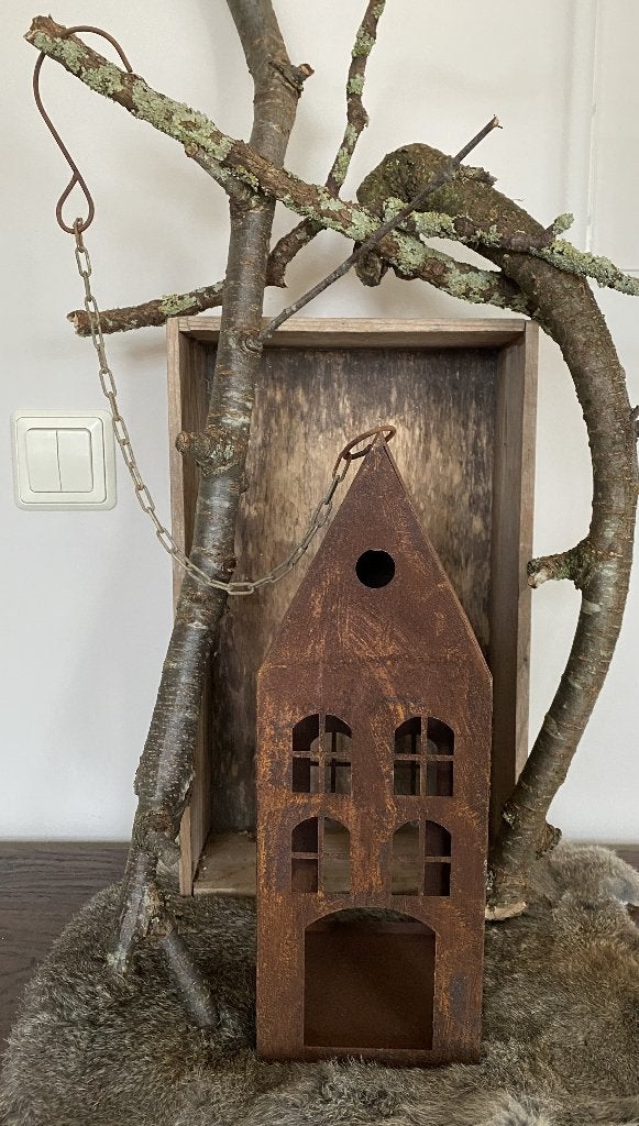 Lantaarn, vogelvoerhanger, huisje, hangend metaal, Dieren en Toebehoren, Robanjer, Overige typen, Nieuw, Ophalen of Verzenden