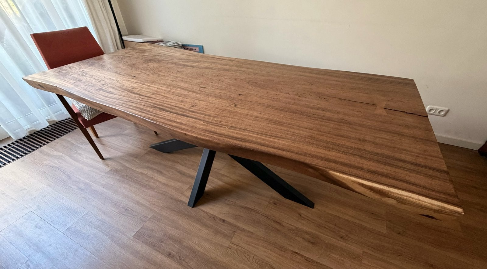 massief hardhouten tafel, Huis en Inrichting, Tafels | Eettafels, Ophalen, Gebruikt, 200 cm of meer, 50 tot 100 cm