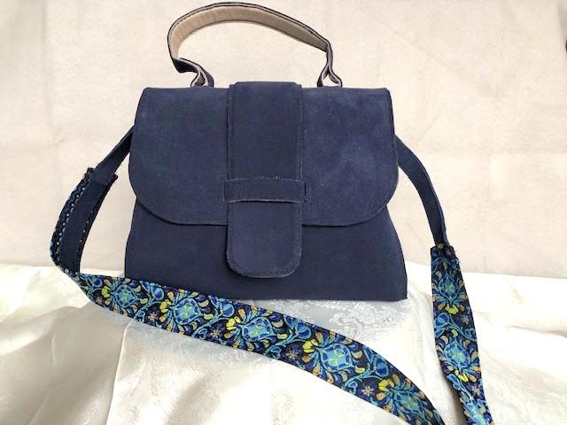 Blauwe leren dames handtas, Sieraden, Tassen en Uiterlijk, Tassen | Damestassen, Ophalen of Verzenden, Nieuw, Blauw, Handtas