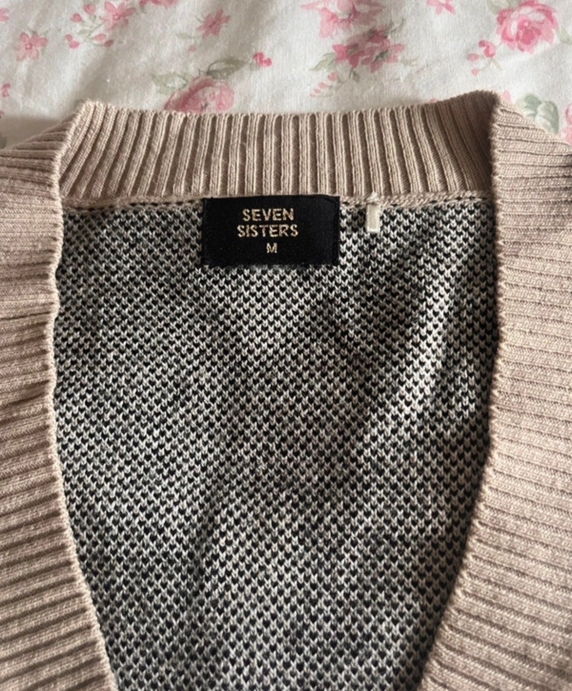 Seven Sisters Argyle Trui Vest Maat M, Verzenden, Zo goed als nieuw, Maat 38/40 (M), Beige
