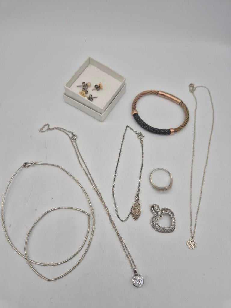 Lotje zilveren sieraden, Sieraden, Tassen en Uiterlijk, Ringen, Gebruikt, Dame, Zilver, Zilver, Met kristal, Verzenden