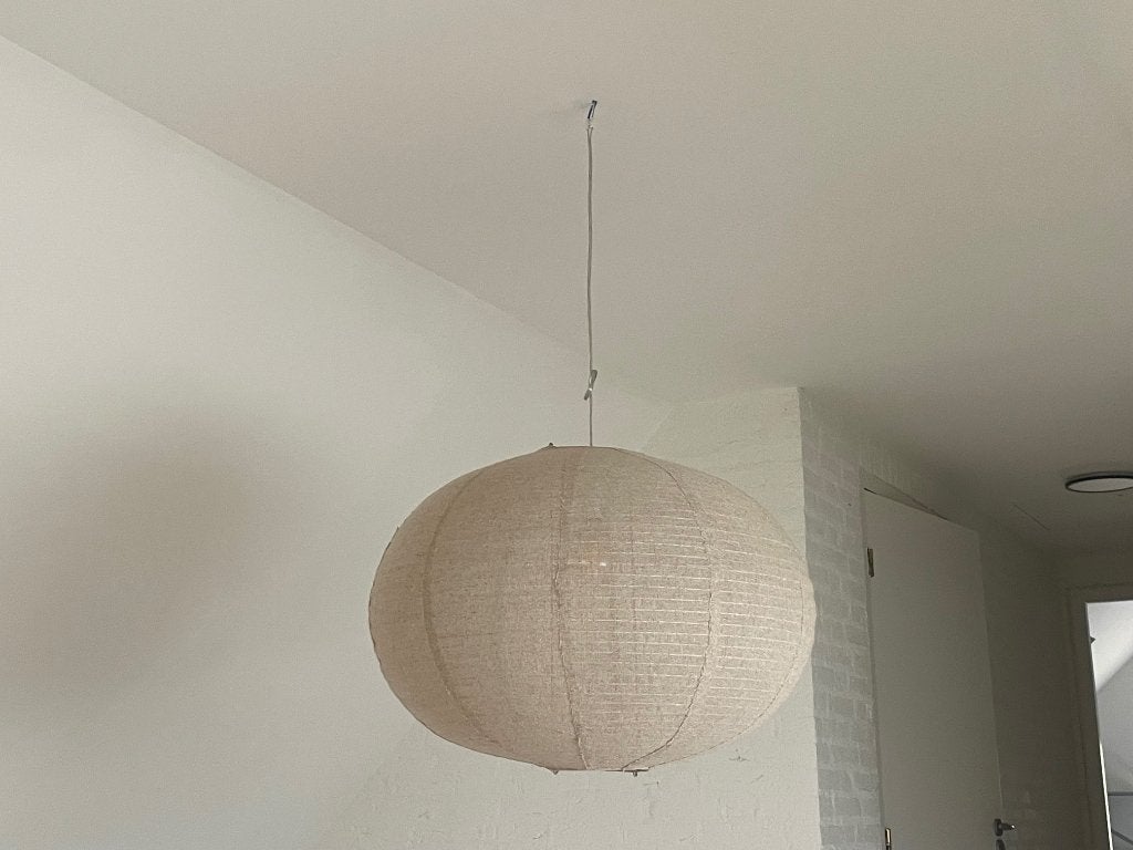 2 bolvormige hanglampen, landelijk / beachy, Ophalen, Natuurlijk materiaal, E27 (groot), Zo goed als nieuw