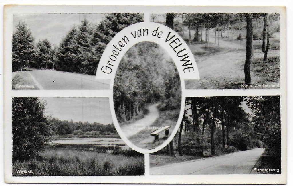 Veluwe -- oude gelopen ansichtkaart B7187 { uit 1957, Ophalen of Verzenden, 1940 tot 1960, Gelopen