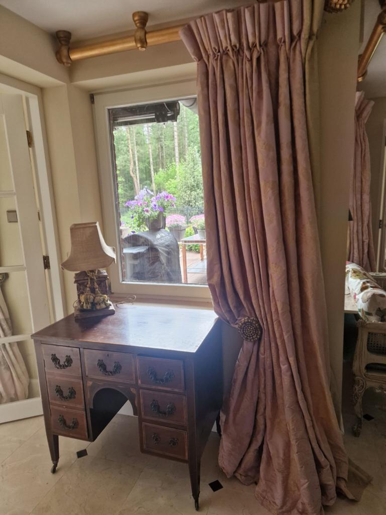 Luxe Zijden Roze Gordijnen Rubelli, Zo goed als nieuw, Klassiek, Romantisch, Luxe, Overige kleuren, 100 tot 150 cm