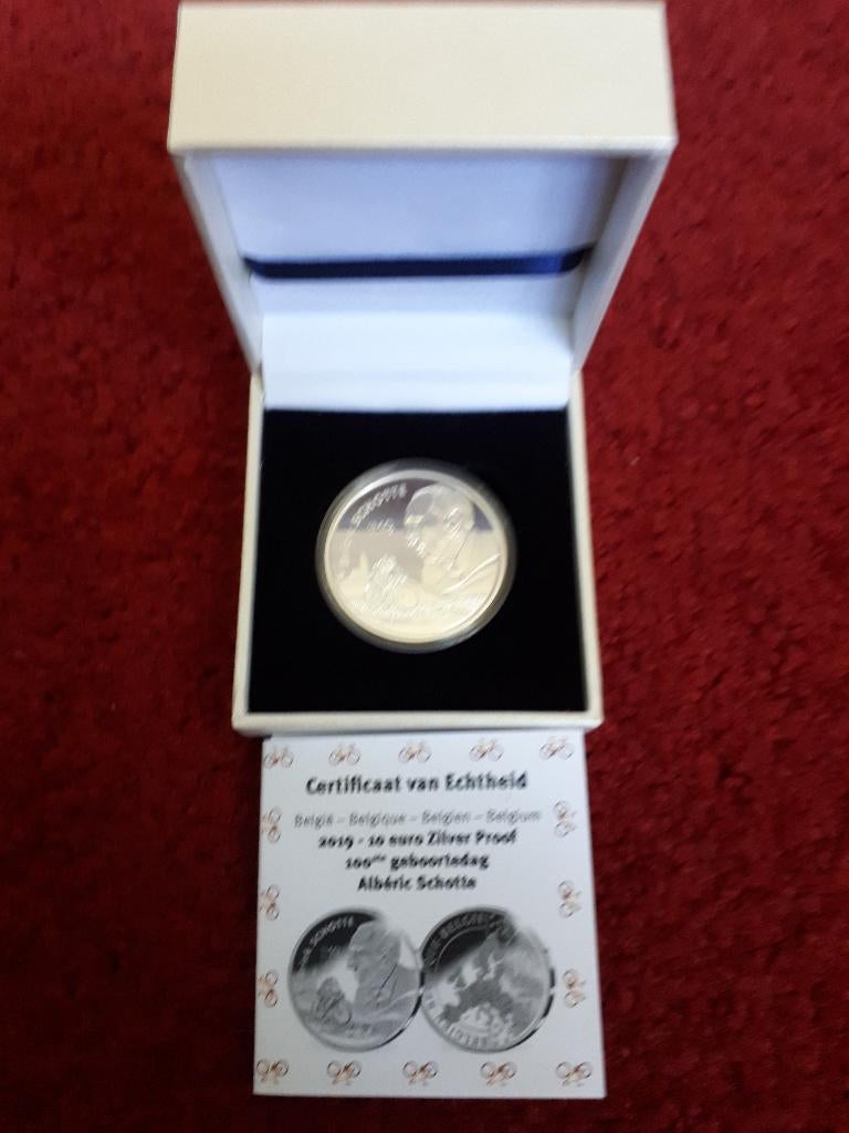 België 2019: 10 Euro Alberic Schotte (PROOF, cassette), Verzenden, België, 10 euro, Zilver