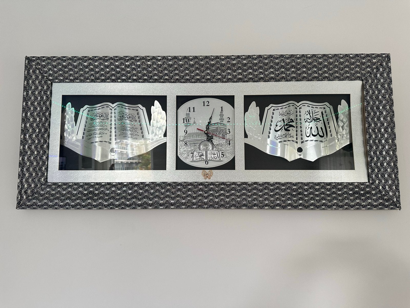 Islamitische wandklok met Koran en Kaaba afbeelding, Ophalen, Wandklok, Analoog, Zo goed als nieuw