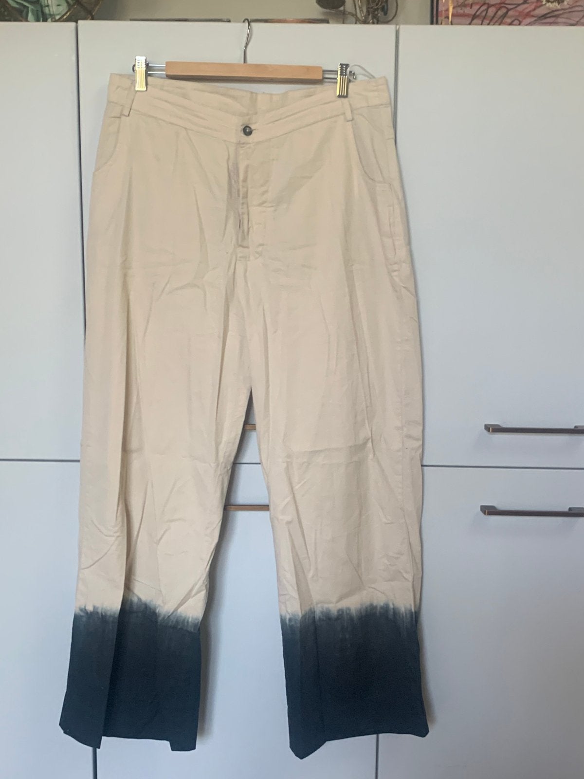 Rabens Saloner broek dip dye pijpen maat L creme/zwart, Verzenden, Zo goed als nieuw, Overige kleuren, Lang