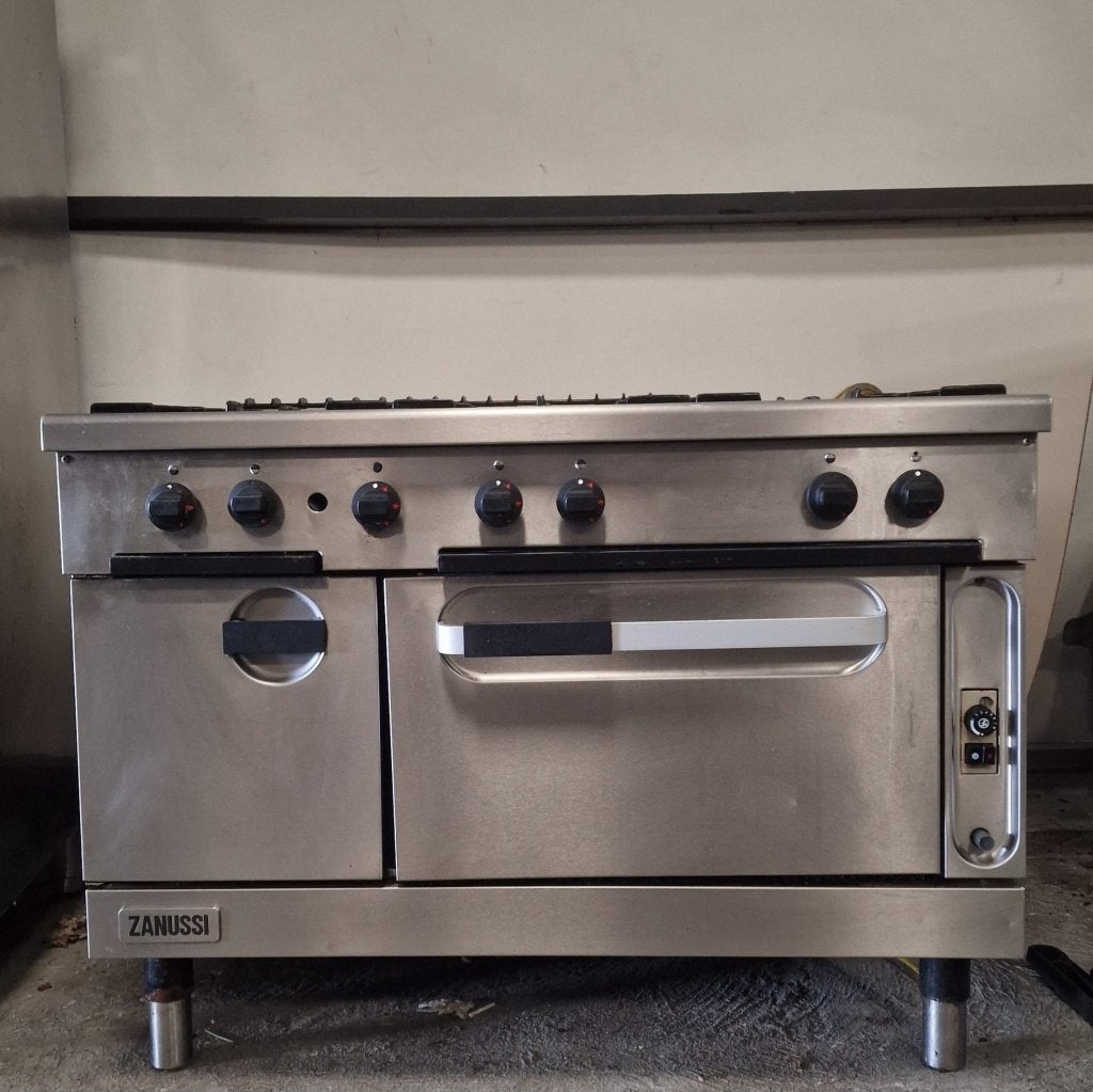 Zanussi Horeca Gasfornuis Met Oven Professioneel RVS, Ophalen, Gebruikt, 60 cm of meer, Gas