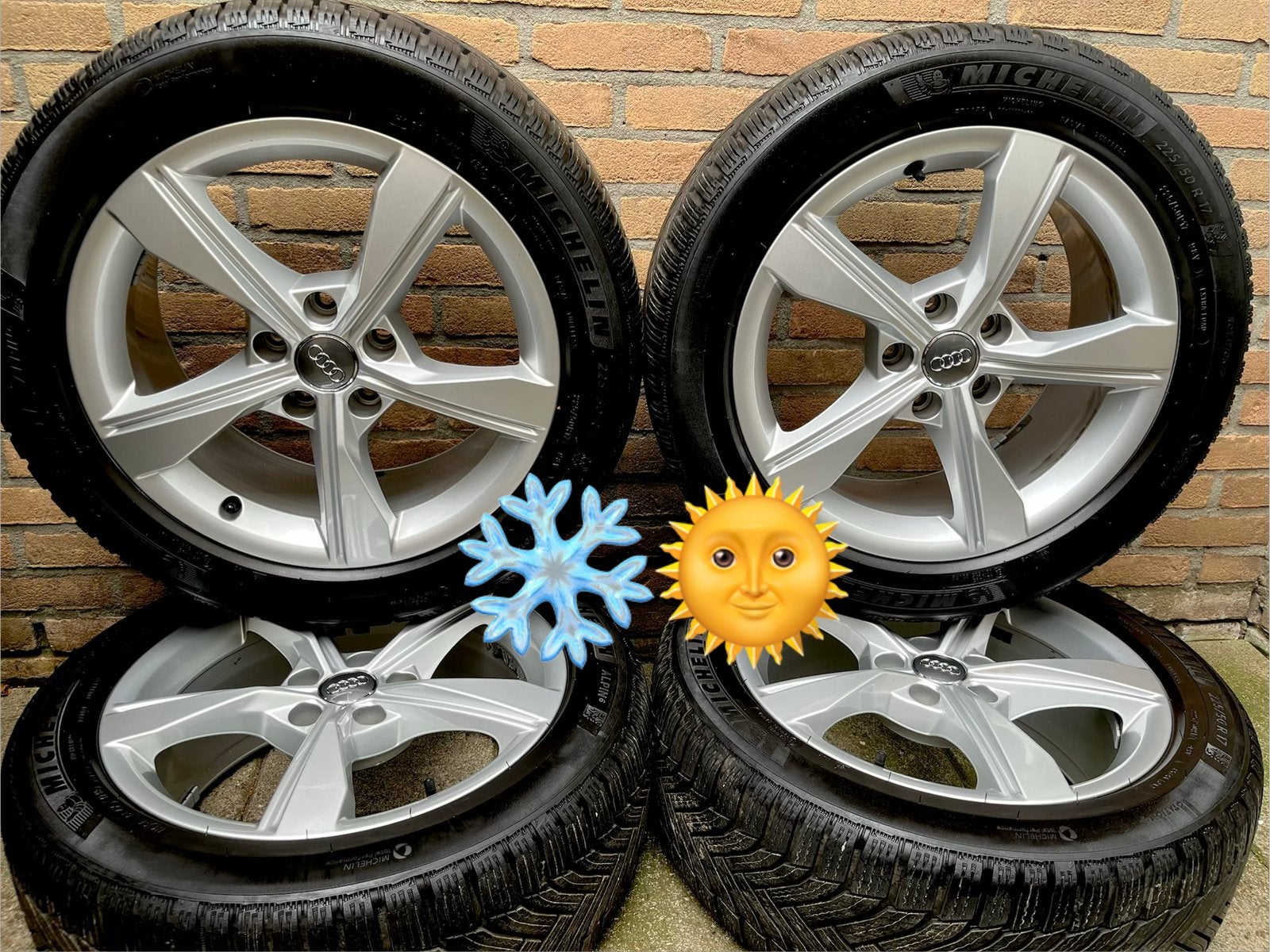 17” Orig Audi A4 A5 A6 A3 Michelin winterset 4x6,5/6 mm, Gebruikt, Banden en Velgen, 17 inch, Personenwagen