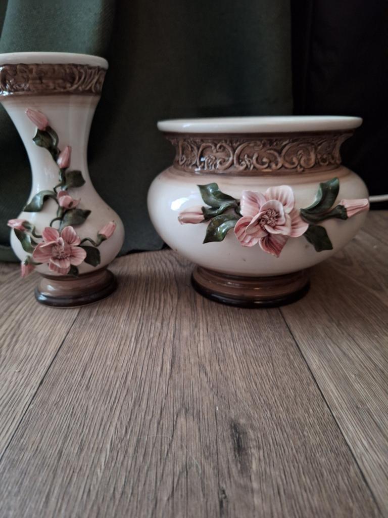 Decoratieve vazen set met bloemmotief - VASA Collectie, Ophalen