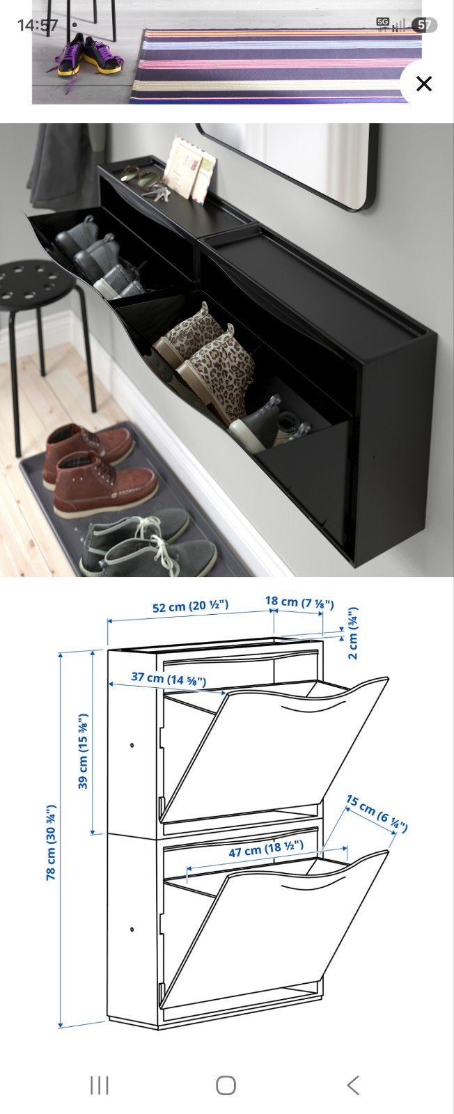 schoenenrek zwart ikea 2x, Ophalen