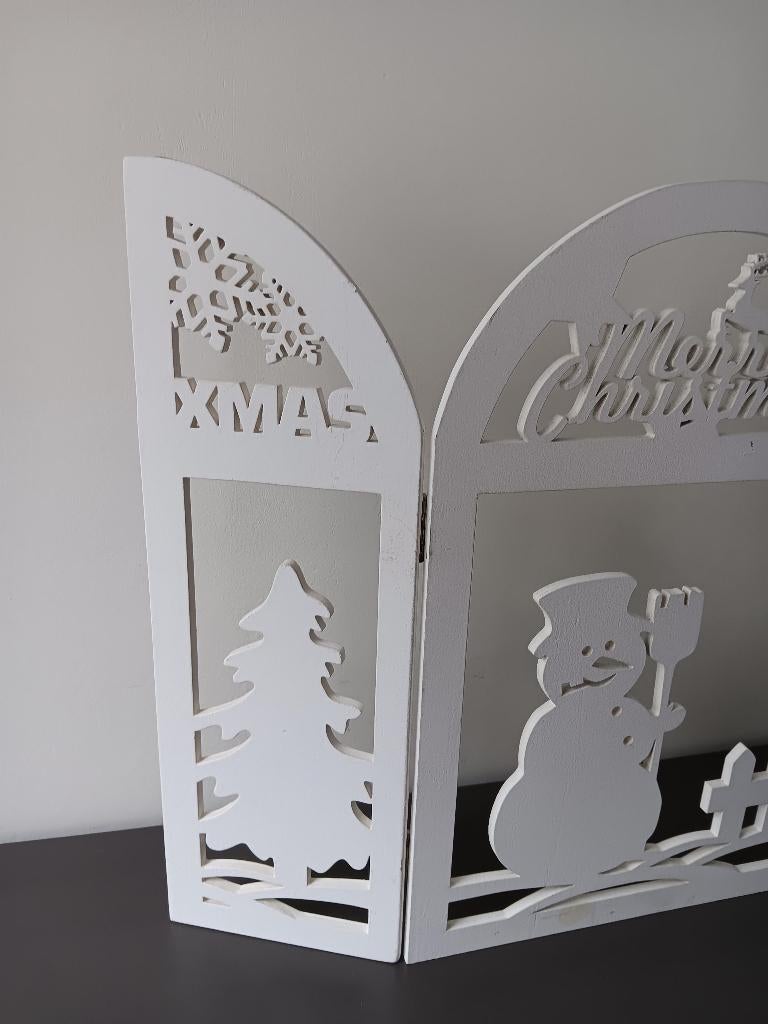 Houten kerstdecoratie scherm Merry Christmas, Ophalen of Verzenden, Gebruikt