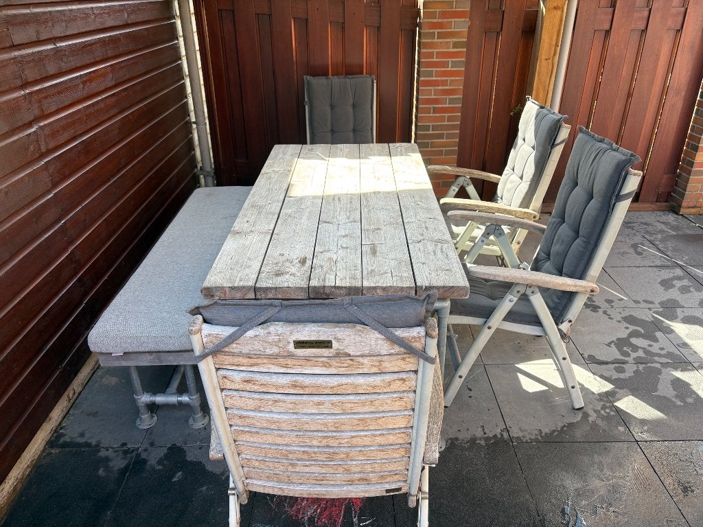 Tuintafel set, Tuin en Terras, Ophalen, Gebruikt, Rechthoekig, Hout