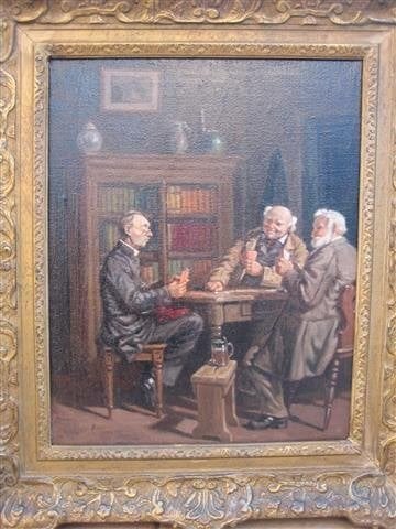 Antiek schilderij van Pierre Duval  ca. 1790/1854, Doek, Ophalen of Verzenden, Bijzondere lijst, Olieverf
