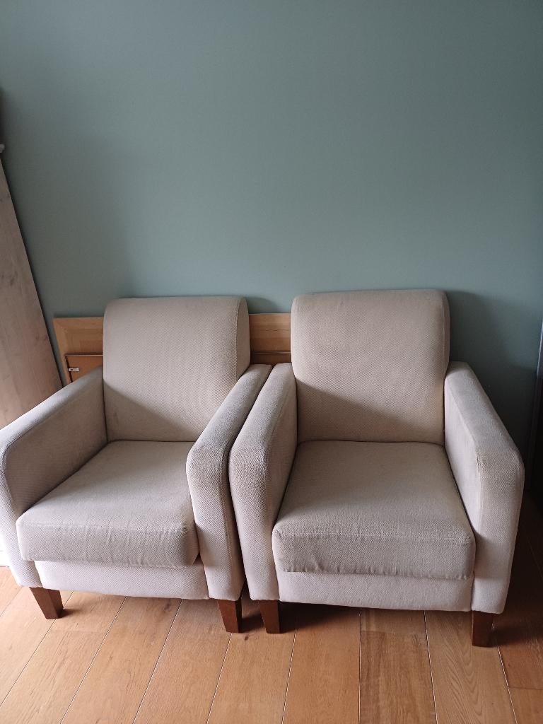 Te koop witte fauteuils, Huis en Inrichting, Fauteuils, Ophalen, Gebruikt, 75 tot 100 cm, Stof