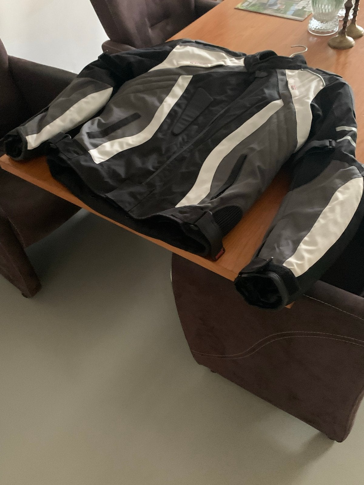 Motorjas textiel zwart/grijs/wit, Motoren, Kleding | Motorkleding, Ophalen, Tweedehands, Heren, Jas | textiel