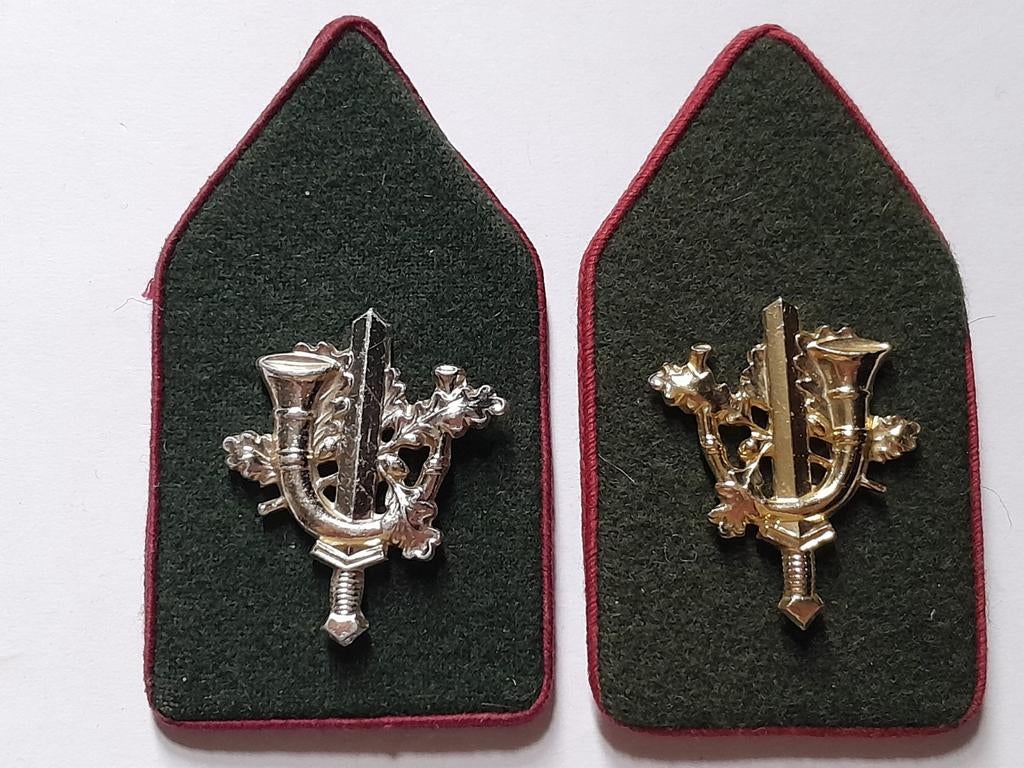 Setje kraagemblemen Limburgse Jagers, Verzamelen, Ophalen of Verzenden, Landmacht, Nederland, Embleem of Badge