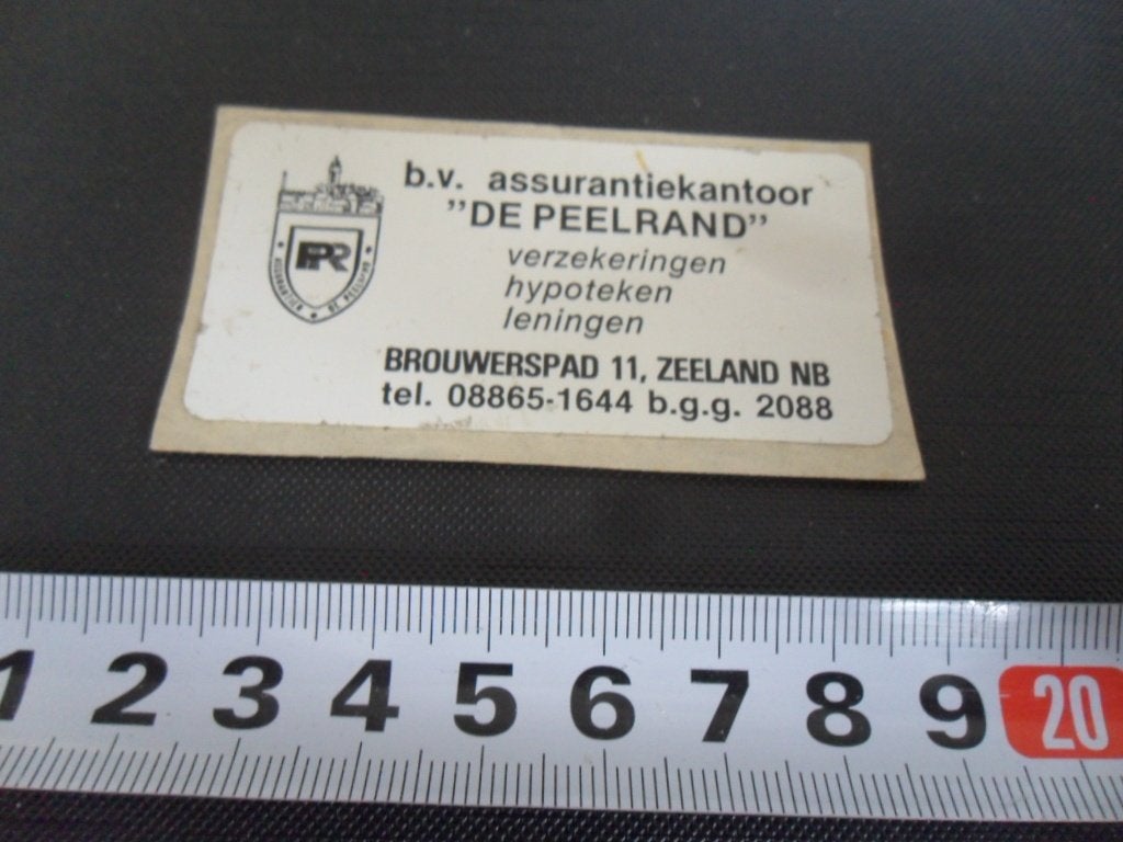 sticker zeeland NB assurantiekantoor DE PEELRAND, Ophalen of Verzenden, Zo goed als nieuw