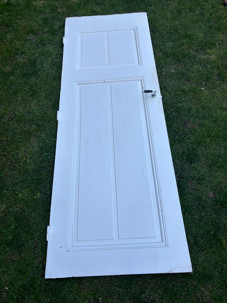 Oude houten deur. Origineel uit 1915, Ophalen, Gebruikt, 80 tot 100 cm, 215 cm of meer