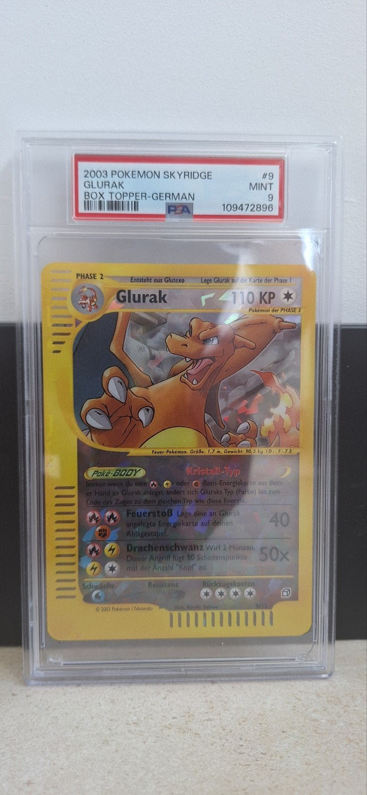 2003 Pokémon Skyridge Crystal Glurak PSA 9 MINT POP 40, Hobby en Vrije tijd, Verzamelkaartspellen | Pokémon, Ophalen of Verzenden