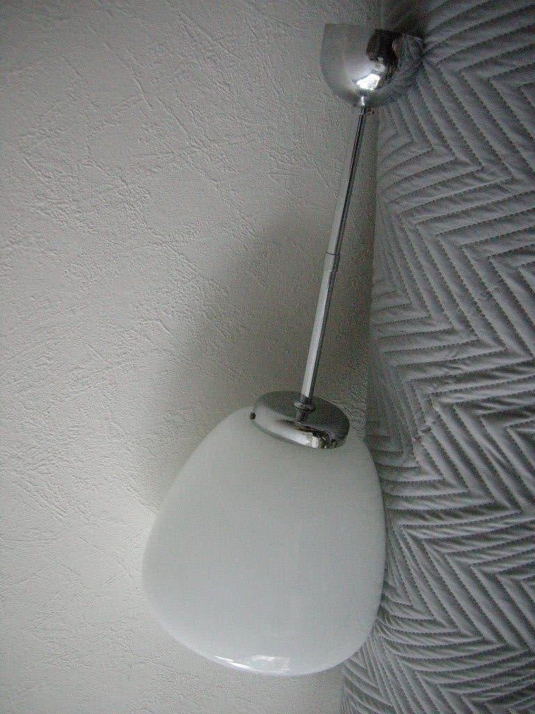 Schoollamp glas chroom Gispen art deco - zgan, Huis en Inrichting, Lampen | Hanglampen, Ophalen, 50 tot 75 cm, Art deco, Glas