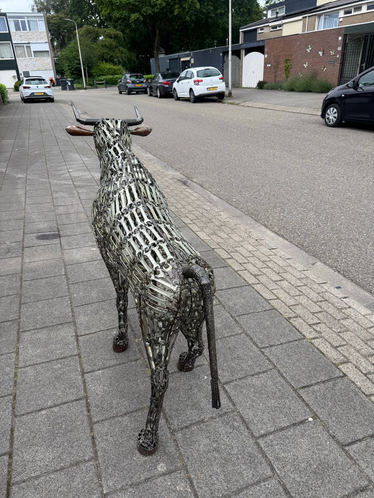 Unieke metalen stier sculptuur - Handgemaakt, Ophalen, 1 meter - 2 meter, Beeld, Modern