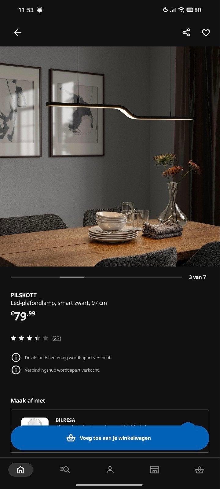 pilskott lamp ikea, Ophalen