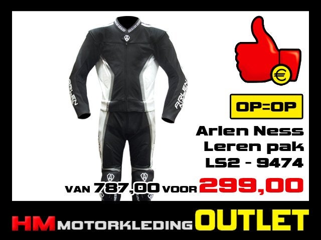 Leren motorpak Arlen Ness 9474 Combi Zw-Wit - Maat MEN 56, Motoren, Kleding | Motorkleding, Info@huybersmotoren.nl, HM - Sale