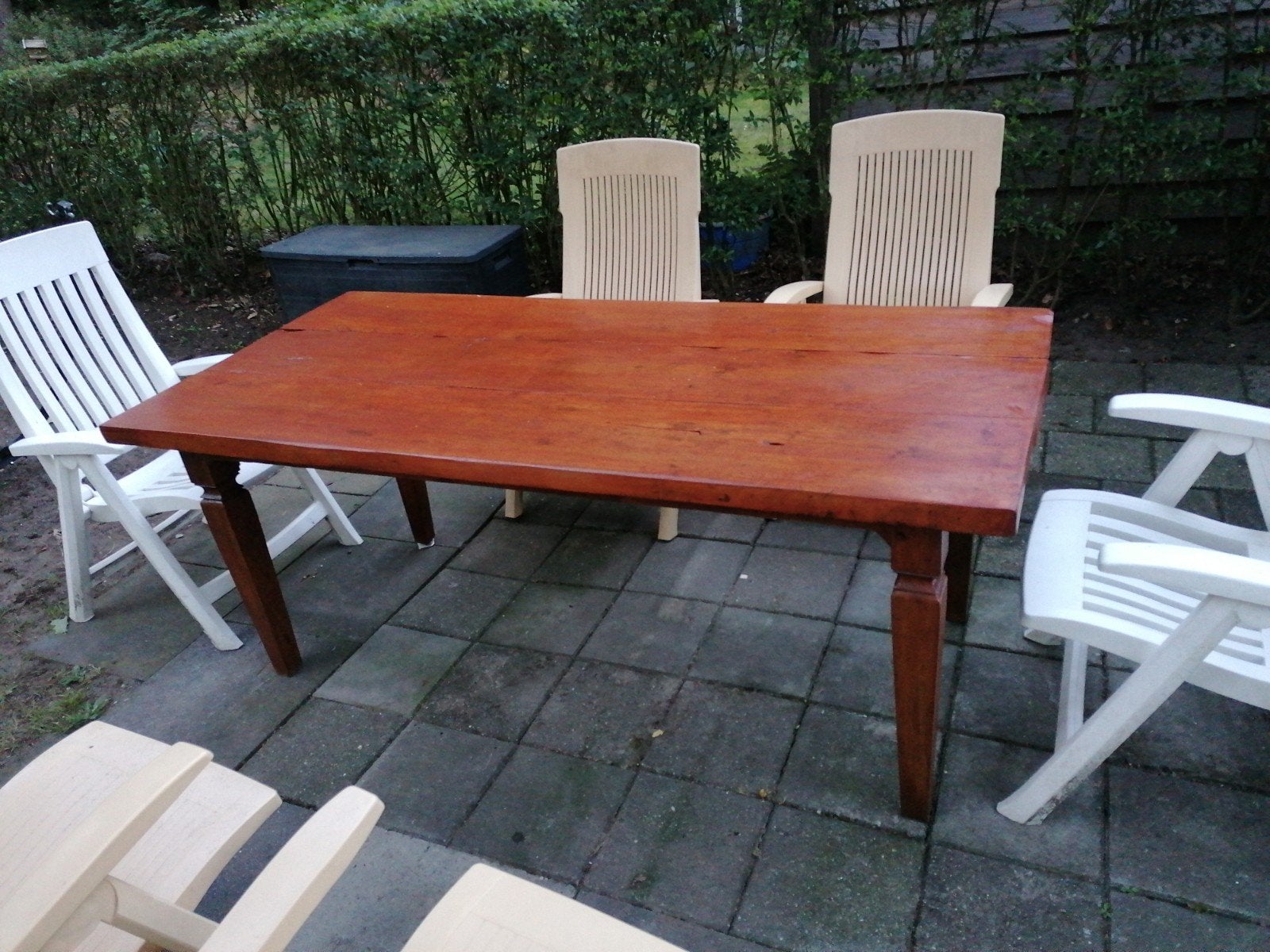 hardhouten buitentafel., Ophalen, Gebruikt, Hardhout, Tuinset