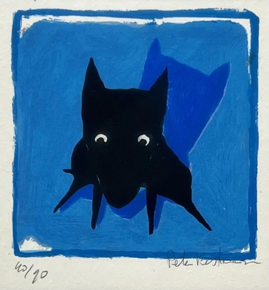 1075. Zeefdruk, P. Sebastiaanssen - Hondjes blauw, ca.2000, Antiek en Kunst, Kunst | Litho's en Zeefdrukken, Ophalen of Verzenden