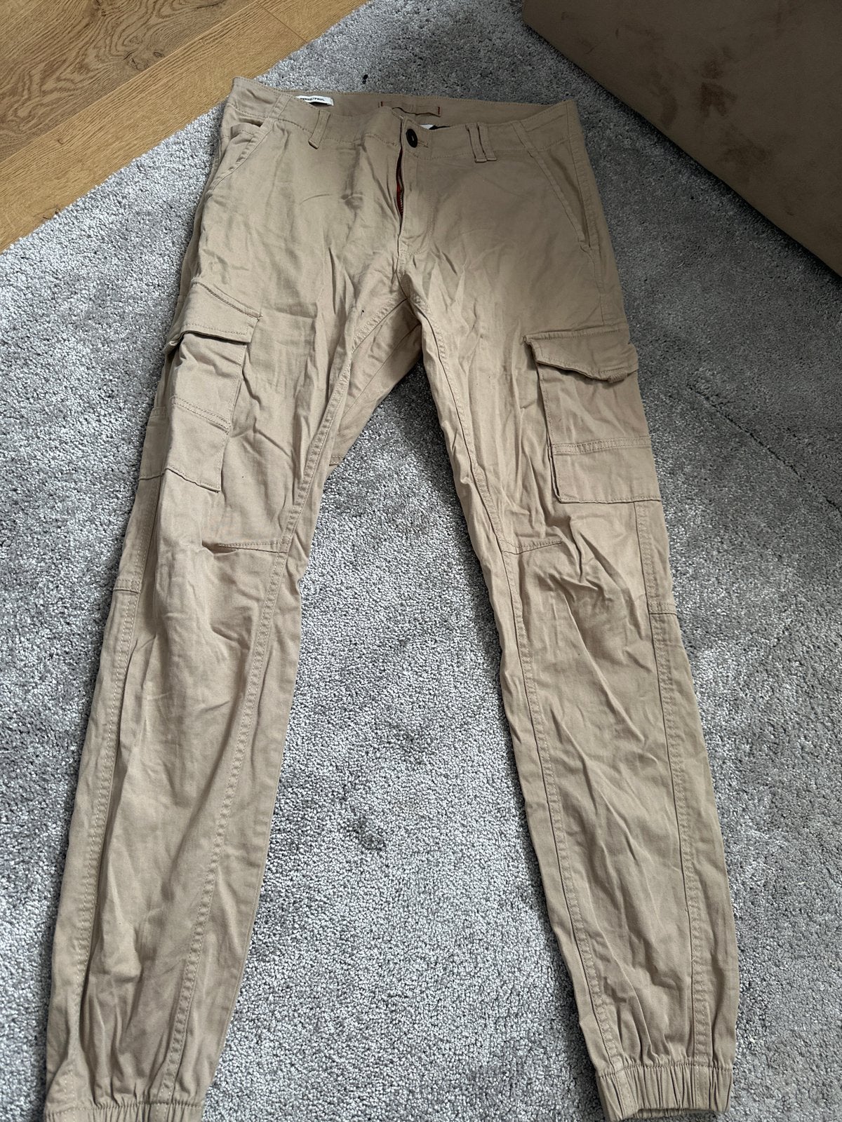 Jack & Jones Tapered/Paul Cargo Broek - Maat 31/34, Ophalen of Verzenden, Zo goed als nieuw, Overige maten, Beige