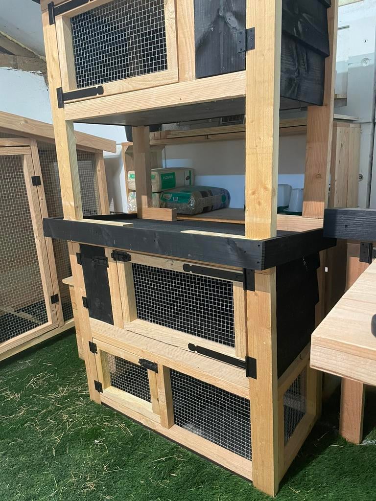 Nieuw konijnen/cavia hok van douglas hout, Dieren en Toebehoren, Knaagdieren en Konijnen | Hokken en Kooien, Nieuw, Hok, 90 cm of meer