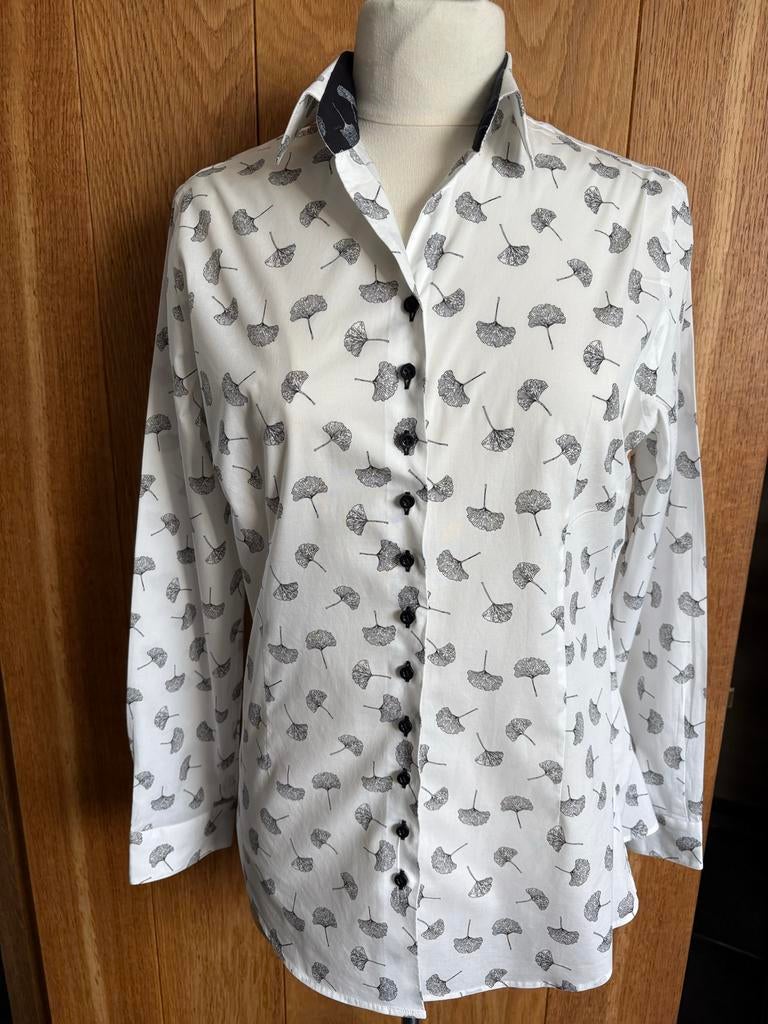 Cavallaro blouse met ginkgo blad print, Ophalen of Verzenden, Zo goed als nieuw, Maat 42/44 (L), Wit