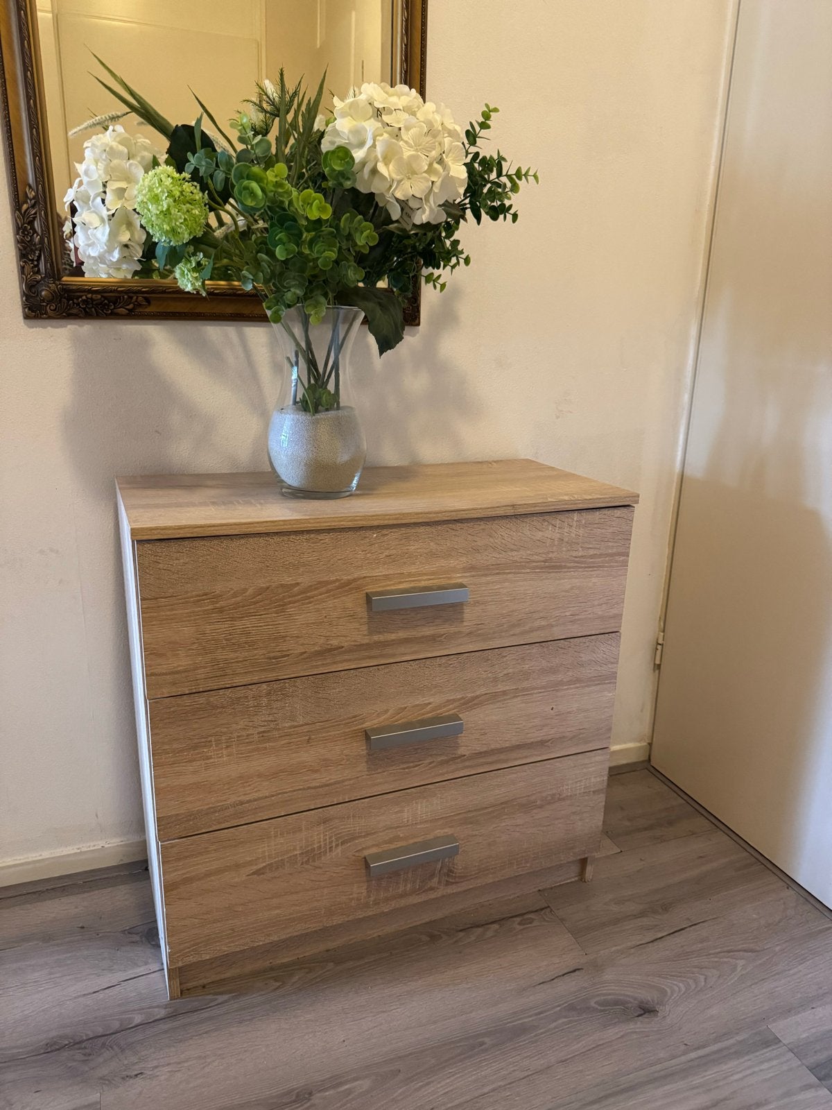 Lade kastje houtlook eiken met 3 lades, Ophalen, Minder dan 50 cm, Gebruikt, 3 of 4 laden