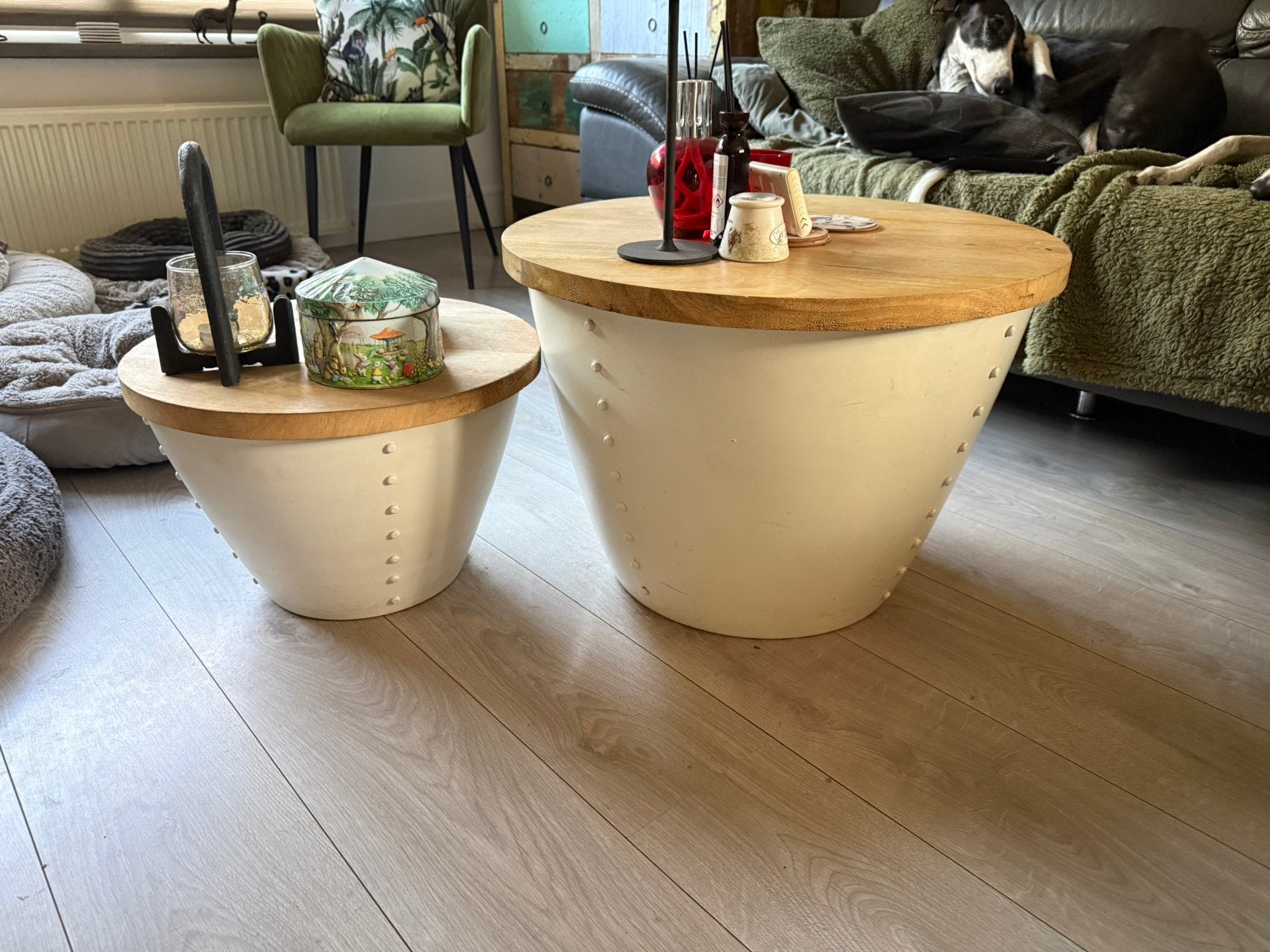 Salontafel set salontafels met opbergruimte, Ophalen, 50 tot 100 cm, Rond, Zo goed als nieuw