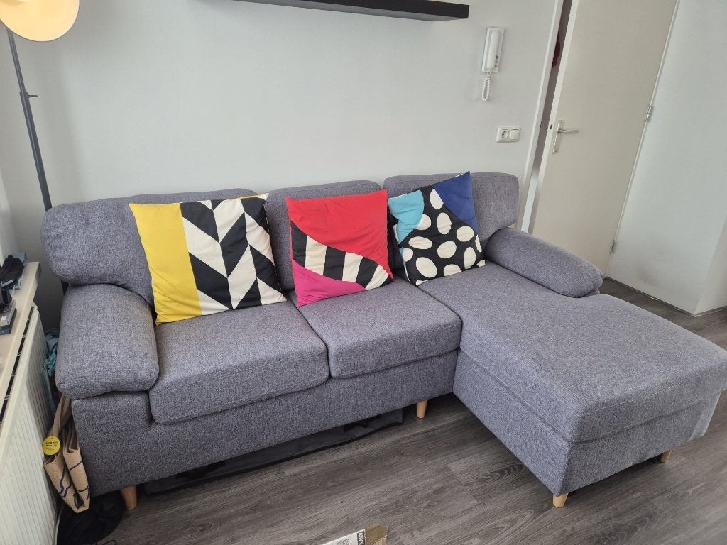 Mooie Hoekbank Grijs - Jysk Gedved, 125 tot 150 cm, Hoekbank, Ophalen of Verzenden, Zo goed als nieuw