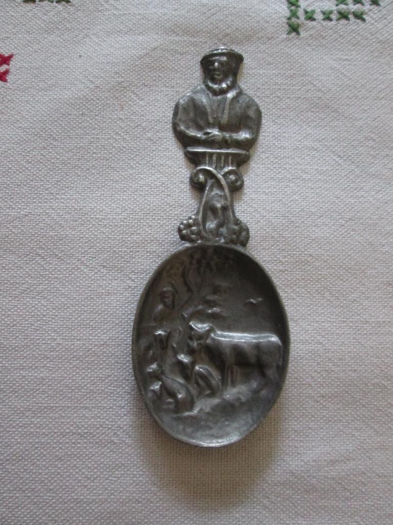 Vintage tinnen lepel Oud-Holl. Tingieterij Leerdam 10 cm., Ophalen of Verzenden