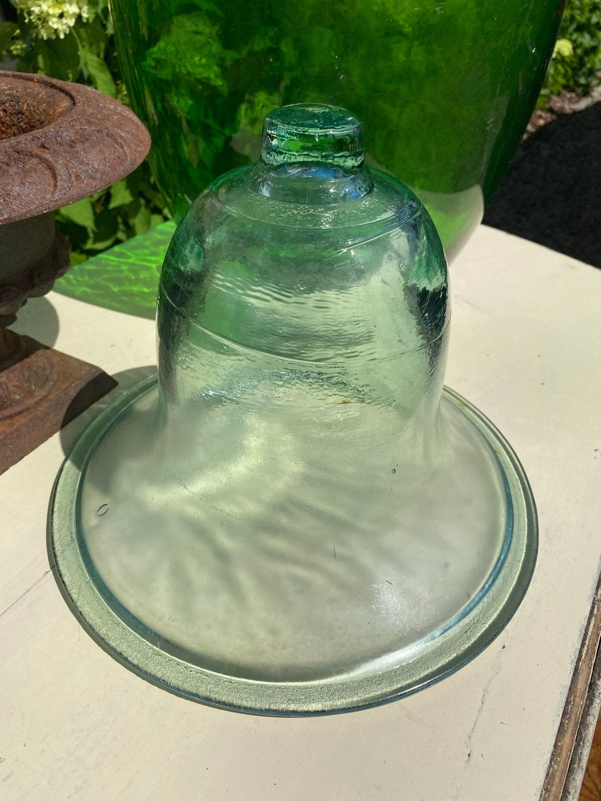 Grote glazen cloche, groen opschijnend, ca. 27x30 cm, Antiek en Kunst, Ophalen of Verzenden