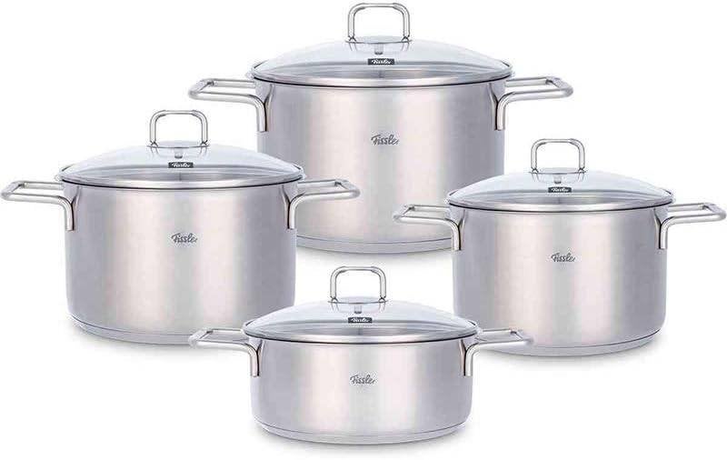 Pot- Pannenset 4-delig + glasdeksel | Fissler Hamburg Nieuw, Nieuw, Pannenset, Ophalen of Verzenden, Fissler