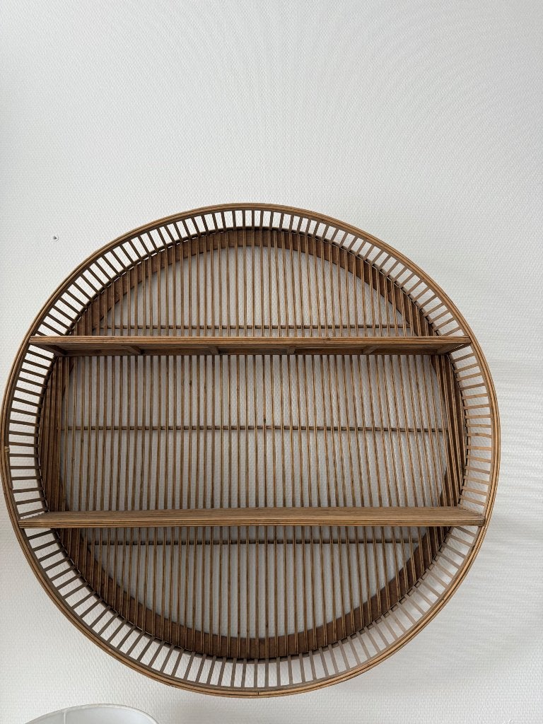 Round bamboo wall shelf - ø75x12.5 cm, Ophalen, Zo goed als nieuw