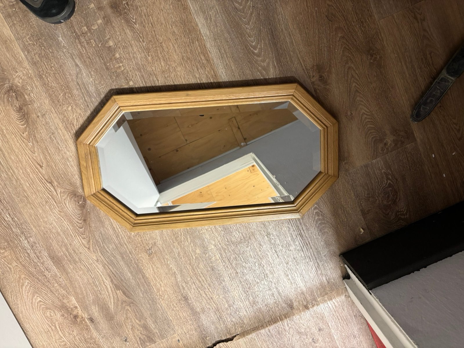 Nette blank eiken spiegel (ovaal), Ophalen, Minder dan 50 cm, Zo goed als nieuw, Minder dan 100 cm