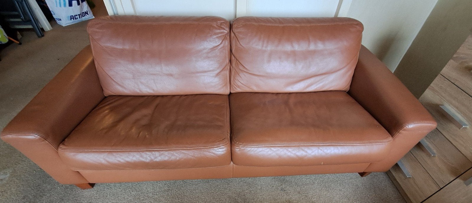 2-zits leren bank, Ophalen, 75 tot 100 cm