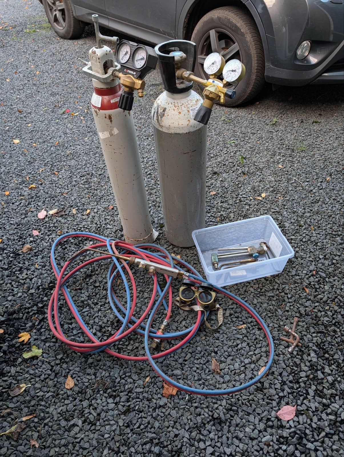 Complete Autogeen Las Set met Gasflessen en Toebehoren, Ophalen, Gebruikt, 250 ampère of meer, Overige typen