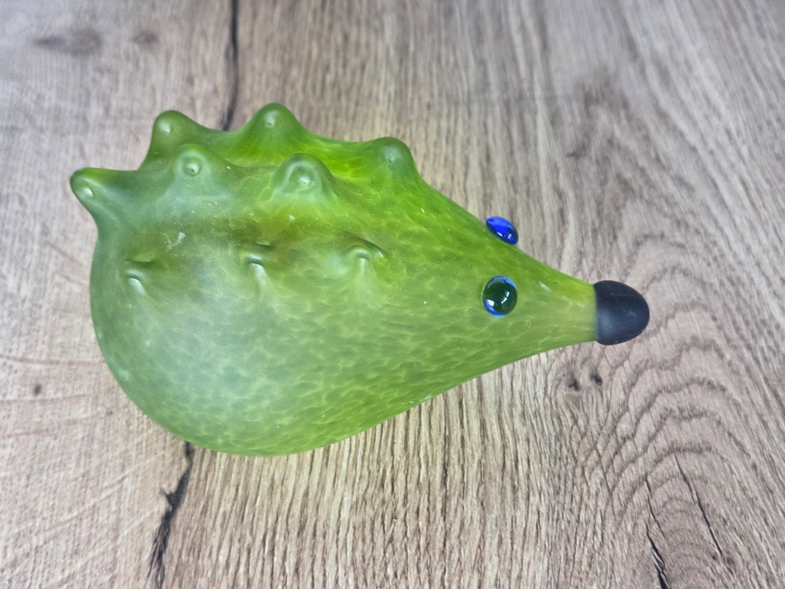 Unieke Groene Glazen Egel Decoratie - Gesigneerd, Ophalen