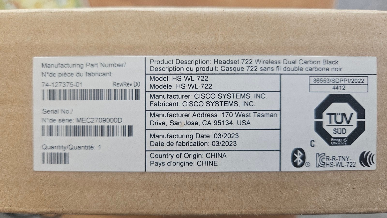 Cisco Headset 722 Draadloze Dual Carbon Black, Cisco, Nieuw, On-ear, Ophalen of Verzenden
