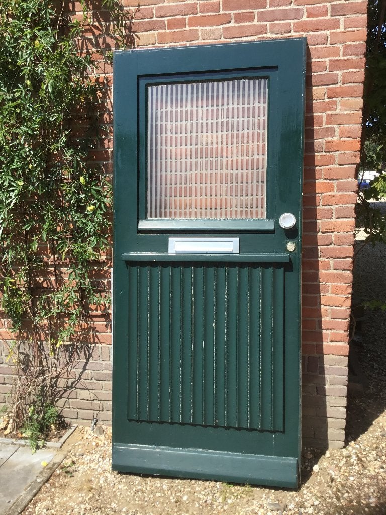 Hardhouten voordeur  buitendeur breed 91,5 cm hoog 205 cm, Ophalen, Gebruikt, 200 tot 215 cm, Glas