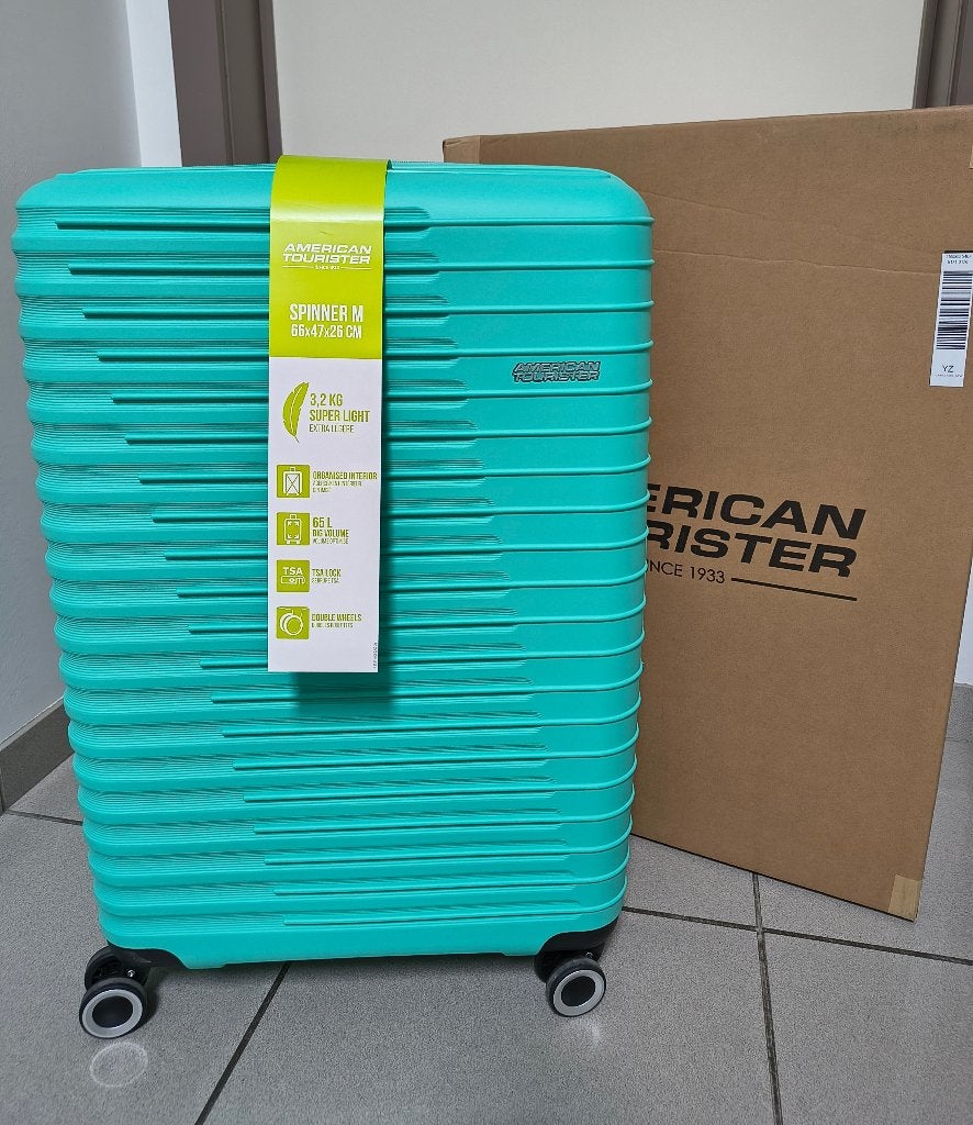 American Tourister Koffer - Turquoise - 65 l *NIEUW*, 60 tot 70 cm, Hard kunststof, 45 tot 55 cm, Nieuw